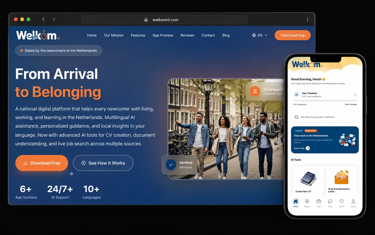 WelkomNL interface, shown fully shipped